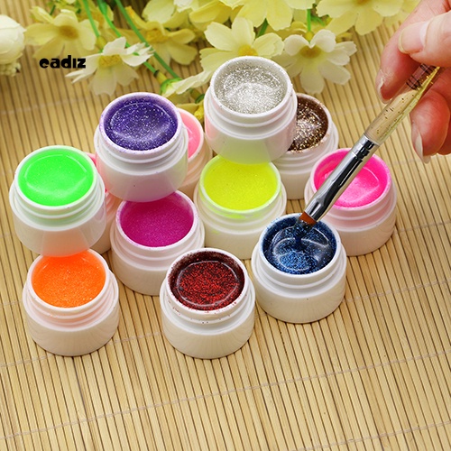 Set 12 Lọ Gel Kim Tuyến Nhiều Màu Sắc Dùng Để Trang Trí Móng Nghệ Thuật