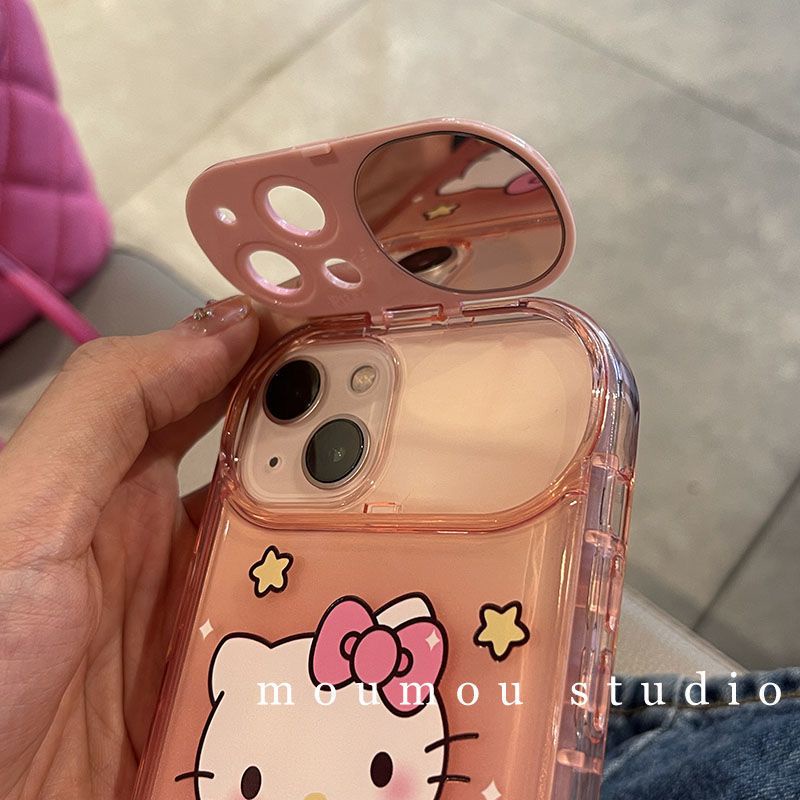 SANRIO Ốp Điện Thoại Nắp Gập Tráng Gương Họa Tiết Hoạt Hình Dễ Thương Cho Iphone 14 pro Max 13 pro Max 11 12 Xs Max