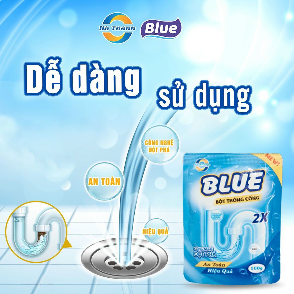 Bột Thông Cống BLUE Công Nghệ Đột Phá An Toàn Hiệu Quả 100Gr/Gói