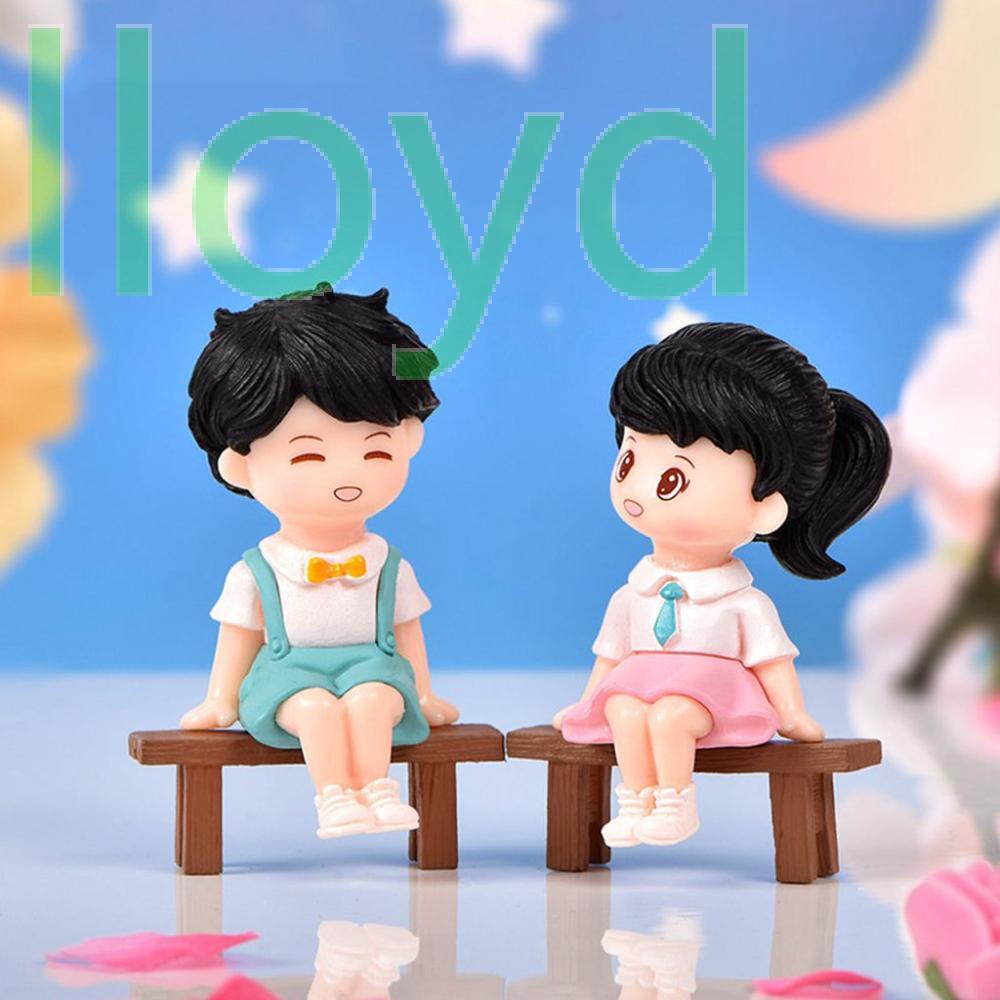 Lloyd 1 Cặp Tượng Cặp Đôi Mặc Đồng Phục Đi Học Thu Nhỏ Bằng Nhựa Resin Tinh Tế Làm