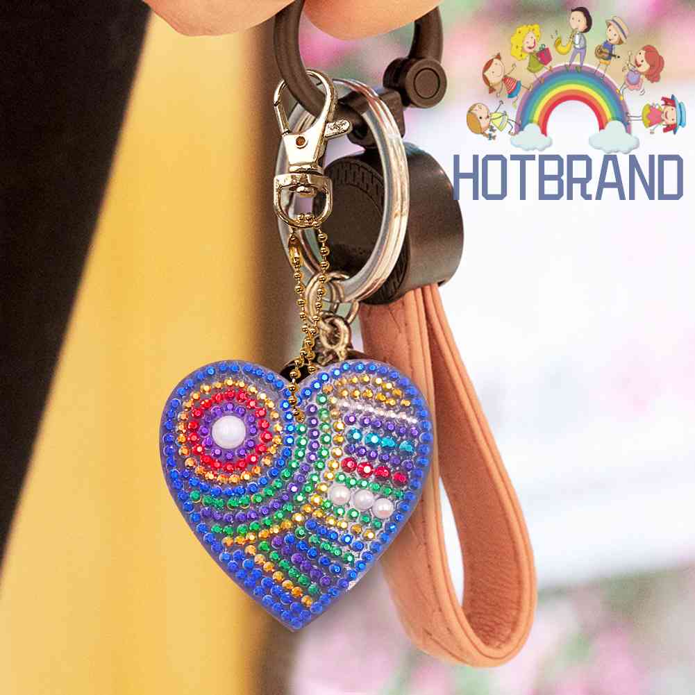 Set 5 Móc Khóa Đính Đá Toàn Bộ Túi Xách Hình Trái Tim DIY