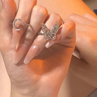 Nhẫn mạ bạc hình bướm đính đá siêu mềm