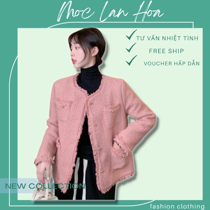 (MộcLan.Hoa) Áo Dạ Tweed 4 Cúc Phong Cách Hàn Quốc /áo khoác mùa đông hàng quảng châu loại đẹp