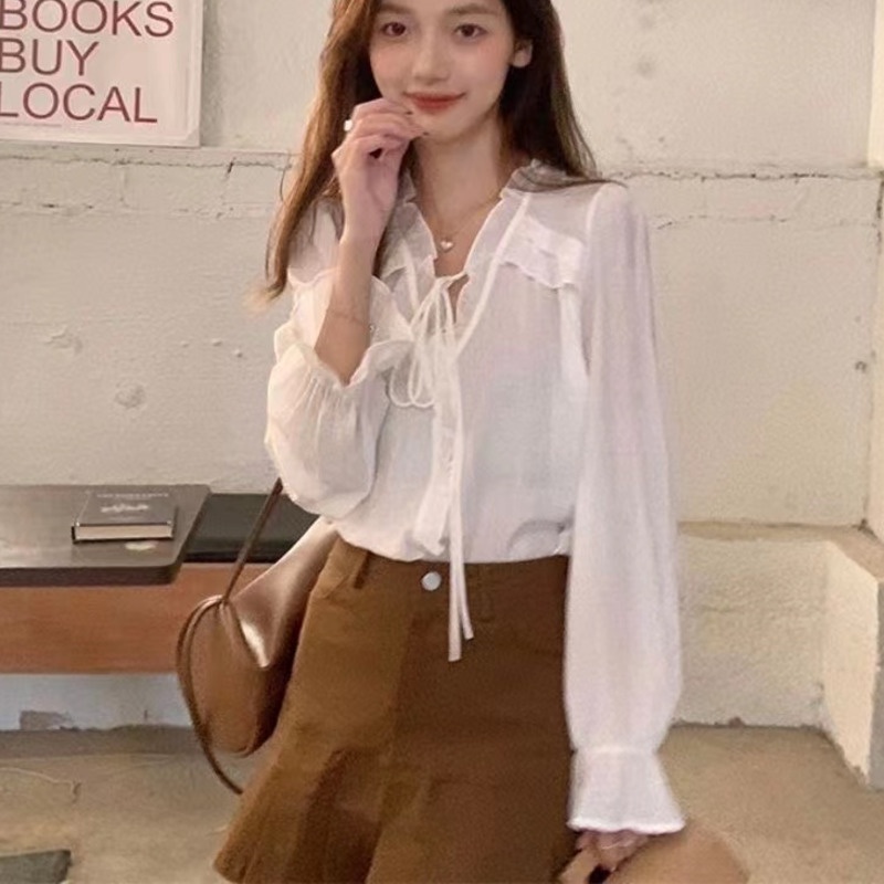 Áo Sơ Mi Tay Dài Cổ Chữ v Thời Trang Dành Cho Nữ