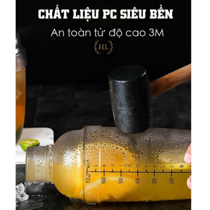 Bình lắc trà, rượu, shaker nhựa vạch đen (Nhựa PC Chịu Lực - Loại I) | ĐỒ PHA CHẾ TIỆM CAFE, TIỆM TRÀ CHANH, QUẦY BAR ,