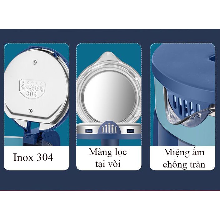 Ấm Siêu Tốc Thuỷ Tinh Chịu Nhiệt Dung Tích 2,3L Công Suất 1500W - BH 6 Tháng