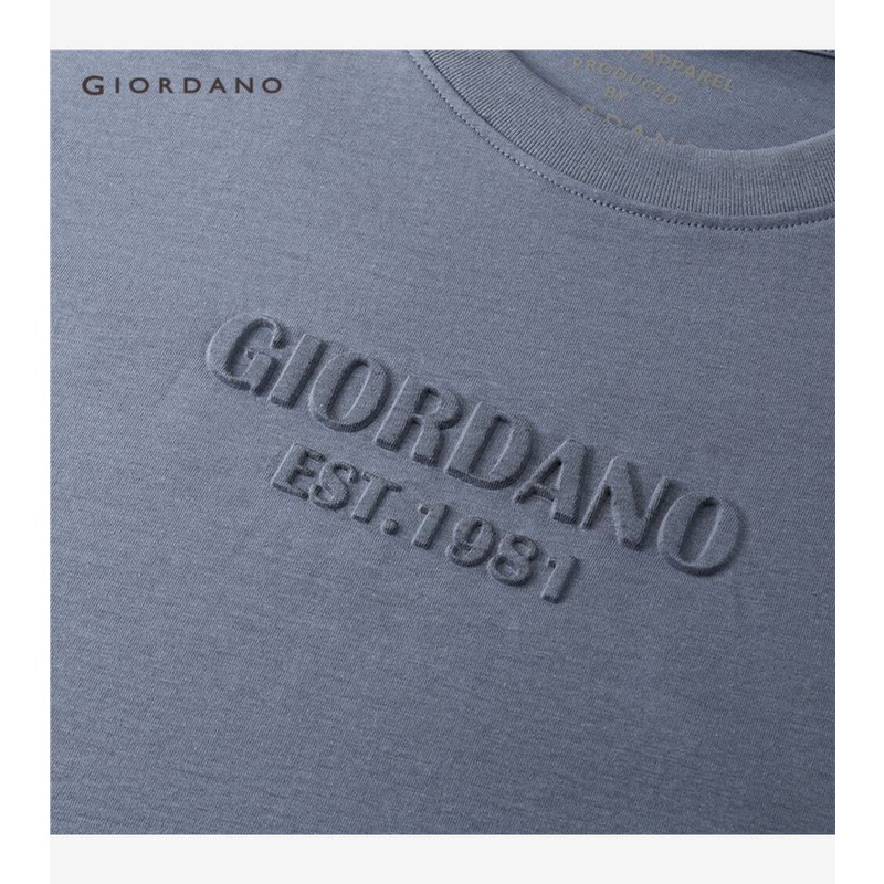 Áo thun GIORDANO 05323399 tay ngắn dập nổi họa tiết công nghệ cao làm mát cho nữ