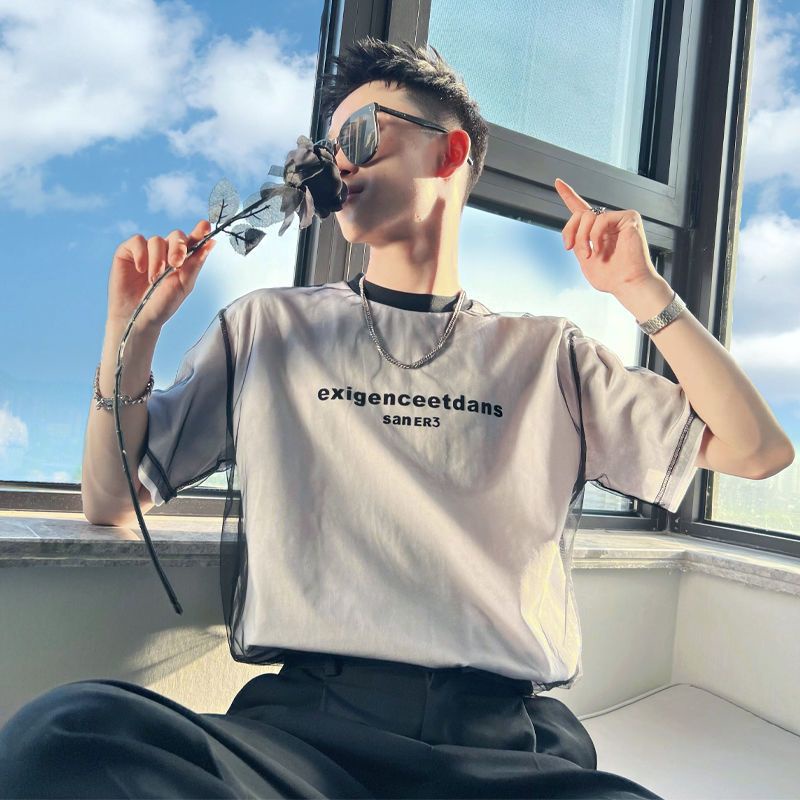 Áo thun AOKANG tay ngắn giả hai lớp thiết kế thời trang mùa hè 2023 mới thường ngày dành cho nam