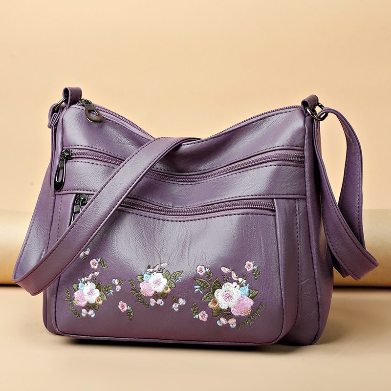 MISCHA Túi Xách Da Mềm Cỡ Lớn Nhiều Ngăn Thêu Họa Tiết Thời Trang Cho Nữ