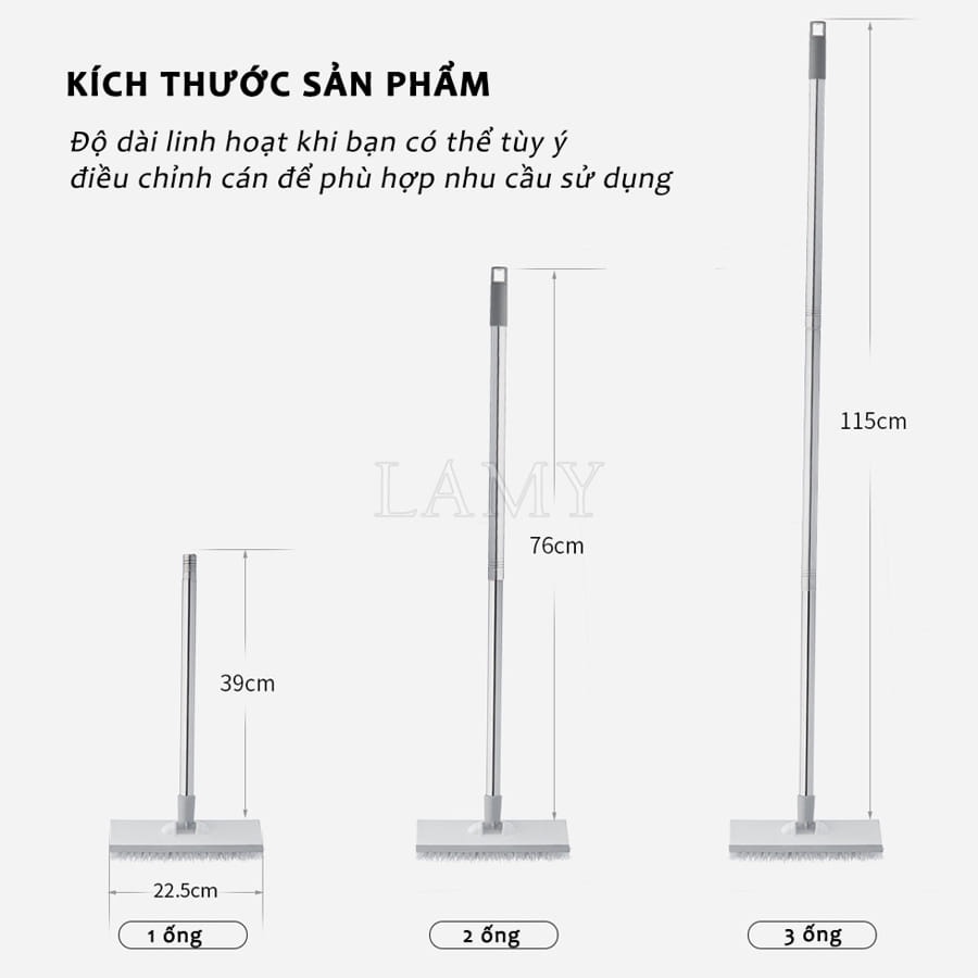 Chổi Chà Sàn Gạt Nước Thông Minh GLAMO, Cây Lau Sàn Gạt Nước Nhà Tắm Cán Dài Tùy Chỉnh Kích Thước Tiện Lợi