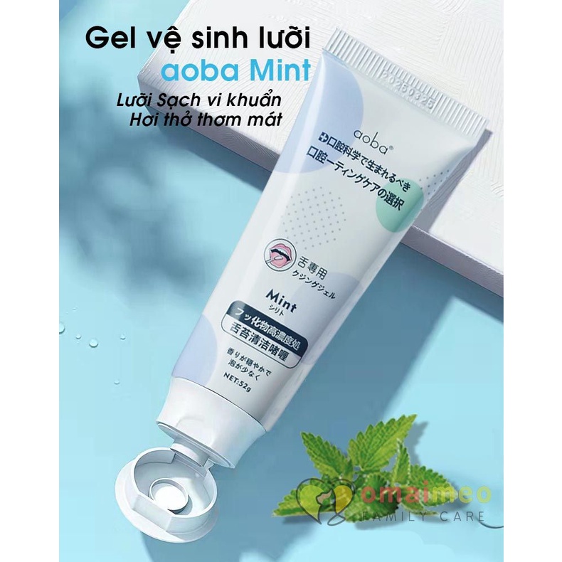 Gel vệ sinh lưỡi Aoba Nhật Bản, vệ sinh lưỡi sạch mảng bám, hơi thở hơm mát với hương bạc hà và hương đào tuýp 52g