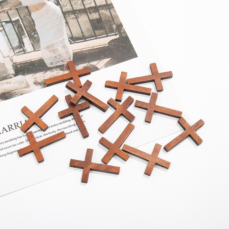 Flgo Set 50 Mặt Vòng cổ Hình Thánh Giá Mini Bằng Gỗ