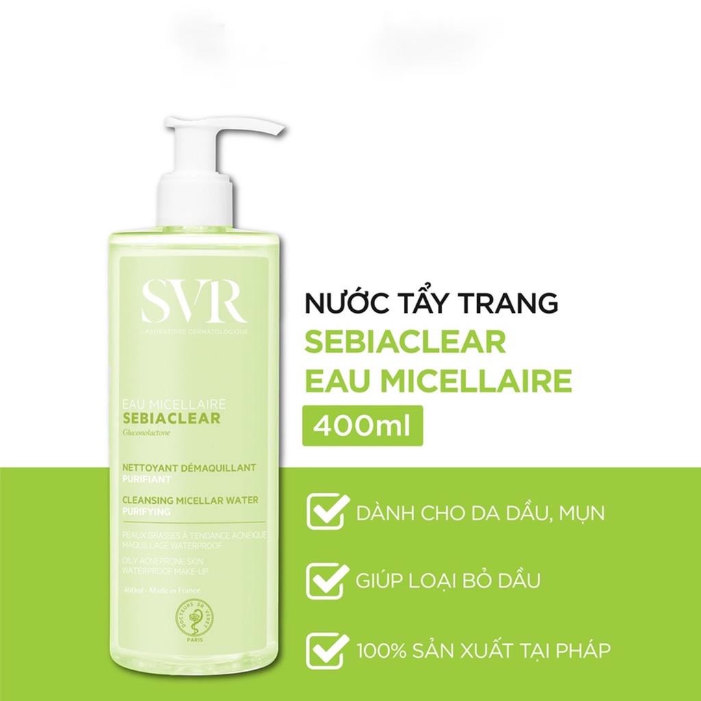 Nước tẩy trang ⚡ HÀNG CAO CẤP ⚡ SVR Sebiaclear Eau Micellaire 400ml làm sạch sâu cho da nhạy cảm
