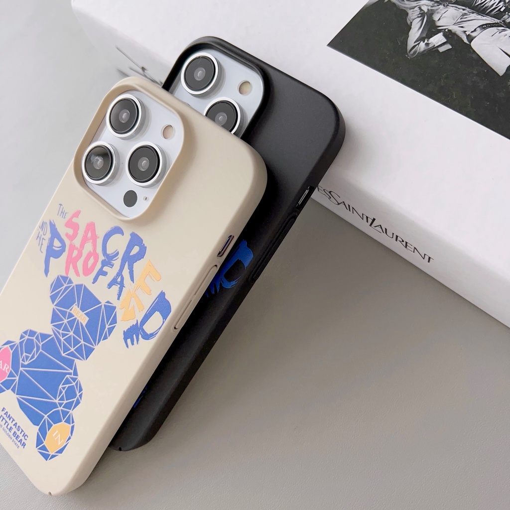 Ốp Điện Thoại Tpu + PC Cứng Chống Sốc Chống Rơi In Hình Gấu Kiểu Graffiti Cho iPhone 14 13 12 11 Pro Max