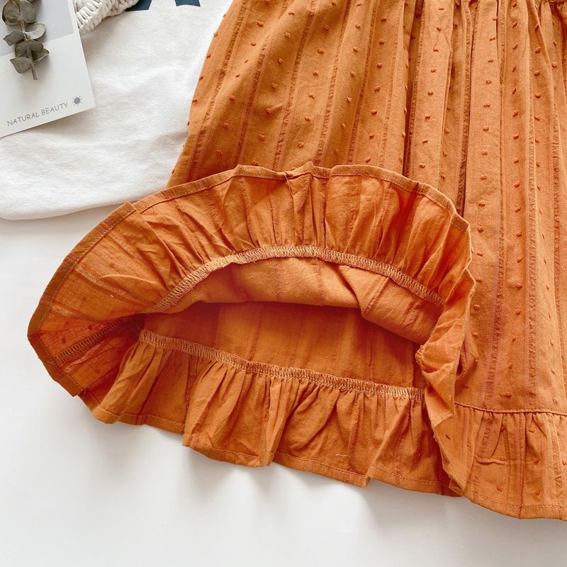 Đầm Công Chúa Mùa Hè Hai Dây Bằng Cotton Thêu Họa Tiết Phong Cách Nhật Hàn Cho Bé Gái