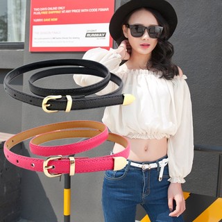 Thắt lưng giả da bản nhỏ khóa kim loại thời trang cho nữ