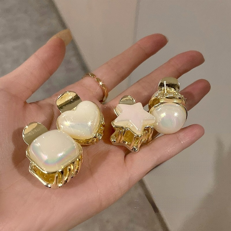 Kẹp Tóc Hình Trái Tim Đính Ngọc Trai Dễ Thương Phong Cách Hàn Quốc Cho Nữ