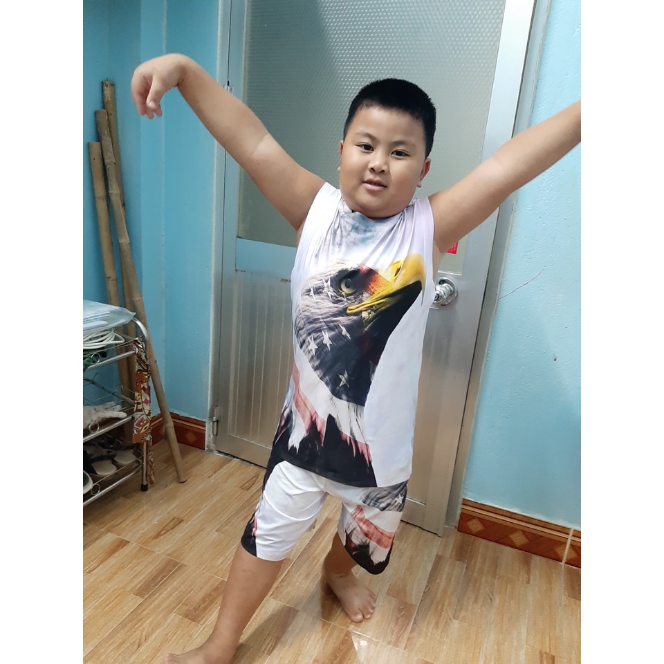 Đồ bộ bé trai, bộ thun lạnh in hình đại bàng và cọp 3D siêu ngầu, nhiều mẫu chất đẹp, thấm hút mồ hôi từ 10kg đến 60kg