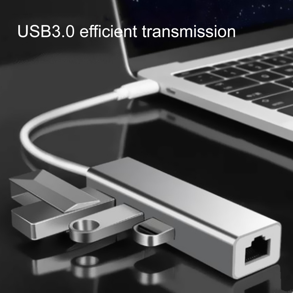Trạm Kết Nối Đa Năng 5 Trong 1 Tốc Độ Cao Hỗ Trợ Gigabit Network Plug Type-C USB3.0 LAN Cho Laptop