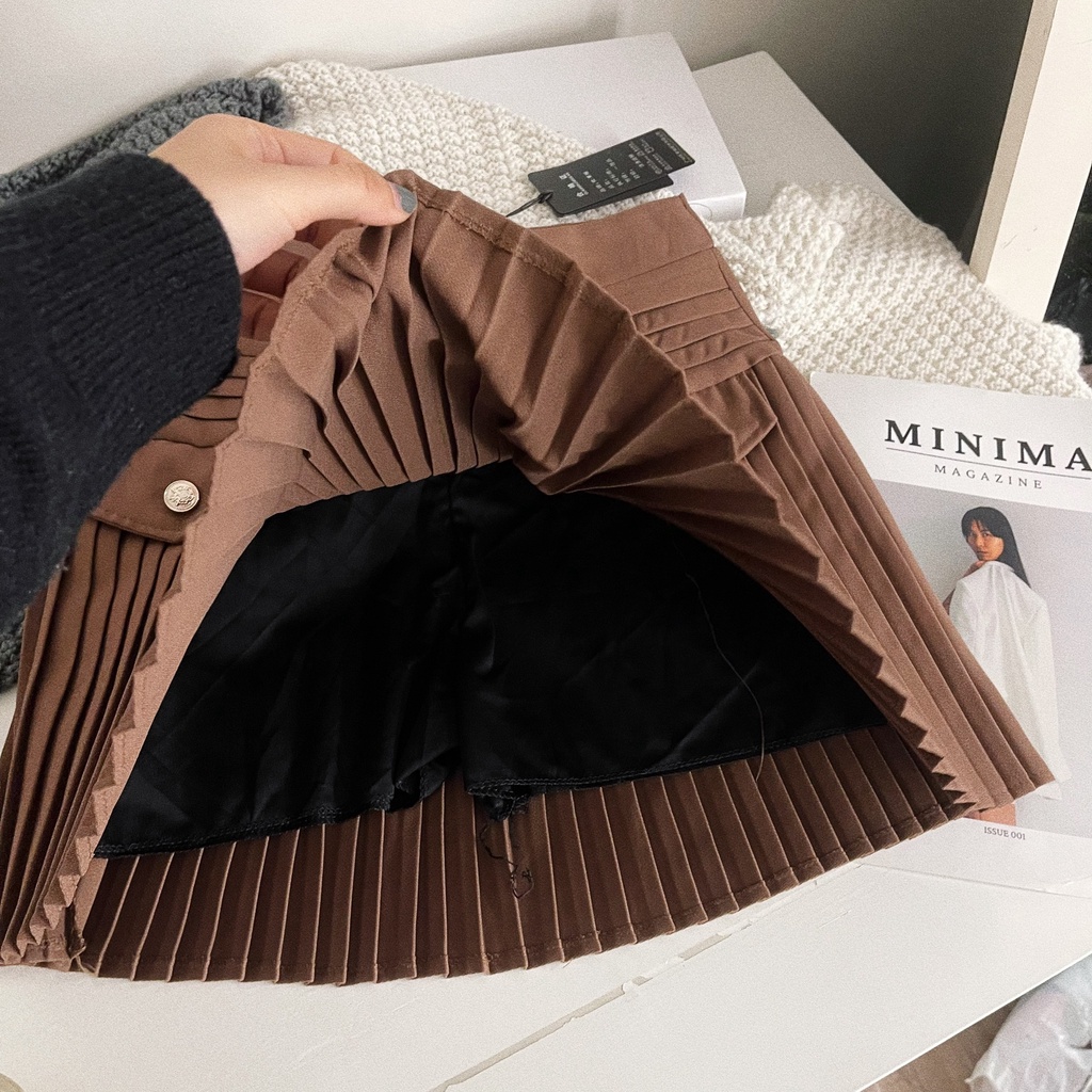 18785 Chân váy xếp li nắp túi cúc vàng ( đủ sz đến 85kg) HÀNG CÓ SẴN GHI OD SỢ K ĐỦ SZ KHÁCH VUI LONG IB VỚI NV CHỌN SZ | BigBuy360 - bigbuy360.vn