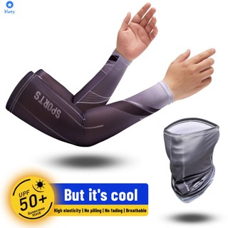 Tay Áo Băng Tay Áo Mỏng Chống Nắng Mùa Hè Cho Nam Tay Áo Bảo Vệ Chống Tia Uv Lái Xe Ngoài Trời Tay Áo Lụa Băng Mỏng Một Cỡ Phù Hợp Với Tất Cả 【Bluey】