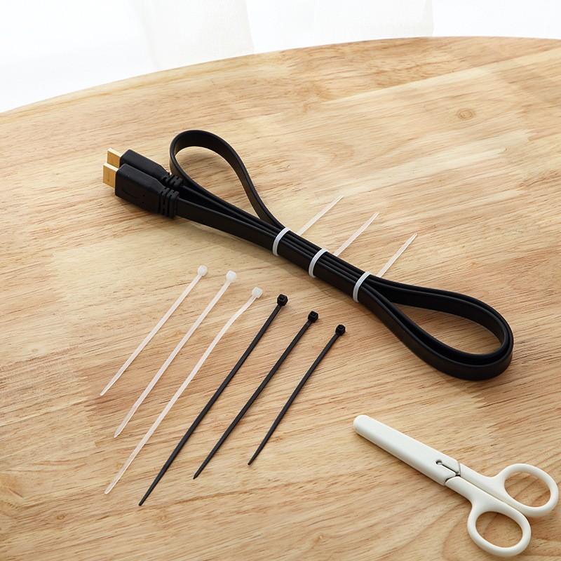 Bịch 100 Sợi Dây Rút Nhựa Màu Trắng Và Đen, Dài 10cm, 20cm