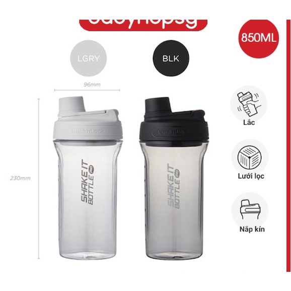 ABF944BLK - Bình lắc LocknLock Shake It Bottle Pro 850ml - Màu đen