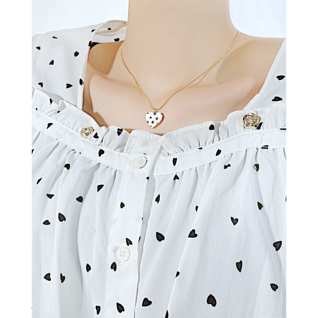 Vòng cổ Mặt Trái Tim Bằng Thép Không Gỉ Đính Đá Sang Trọng Cho Nữ