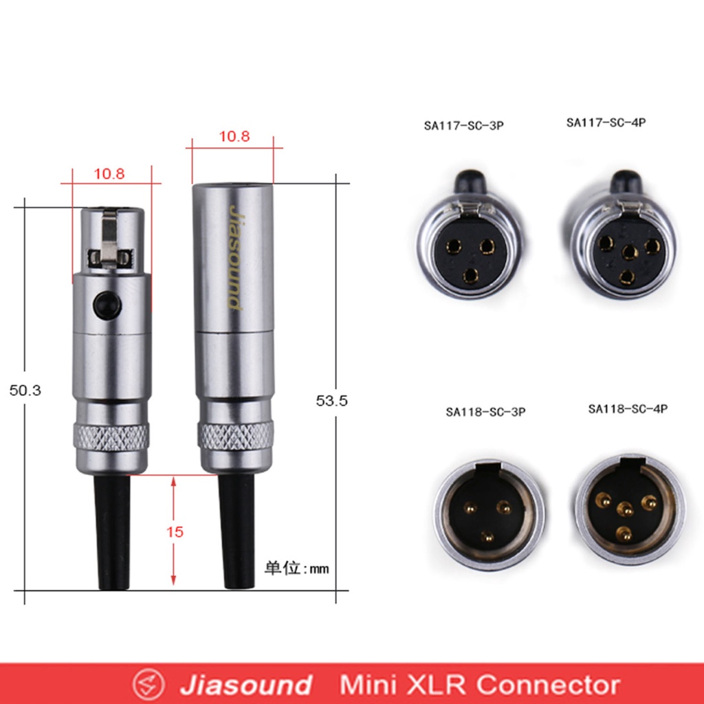 Đầu Micro Không Dây 3 Pin 4 Pin 3 Core 4 Core MINI XLR 4 Lõi Phích Cắm Và Phích Cắm Đực