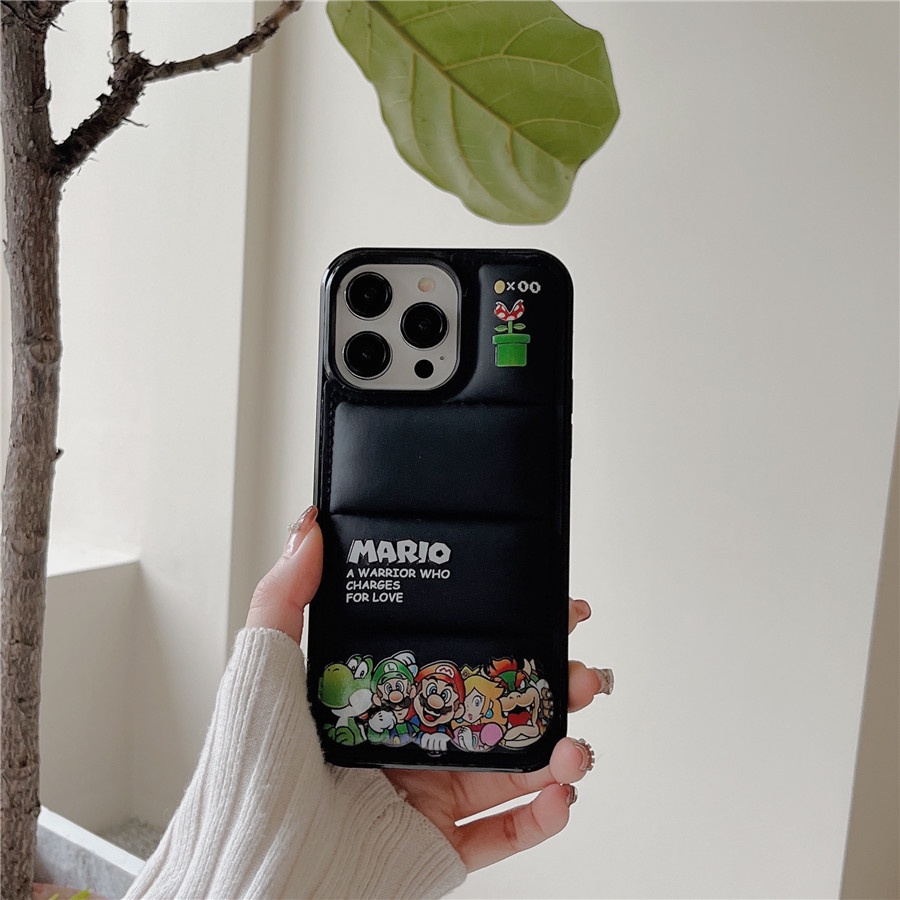 Ốp Điện Thoại Cotton Họa Tiết Hoạt Hình Super Mario Cho iphone 14 Pro Max / 14 Plus / 13 Pro Max 12 Pro 11 Pro Max X XS XR