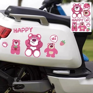 Miếng Dán Trang Trí Xe Hơi / Mũ Bảo Hiểm Hình Gấu Dâu Tây Dễ Thương