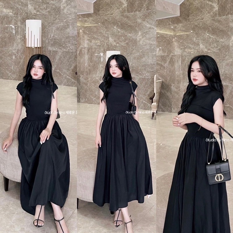 Váy Maxi Tay Cộc Dáng Xoè Form Dài, Váy Dáng Dài YealNa