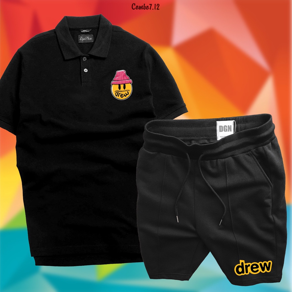 áo polo DREW quần short nỉ combo phối đẹp nhất COMBO7.12