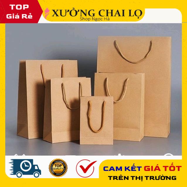 Túi Giấy Kraft Có Quai (nhiều size) Dạng Đứng, Túi Giấy Xi Măng Đựng Quà Tặng, Thực Phẩm