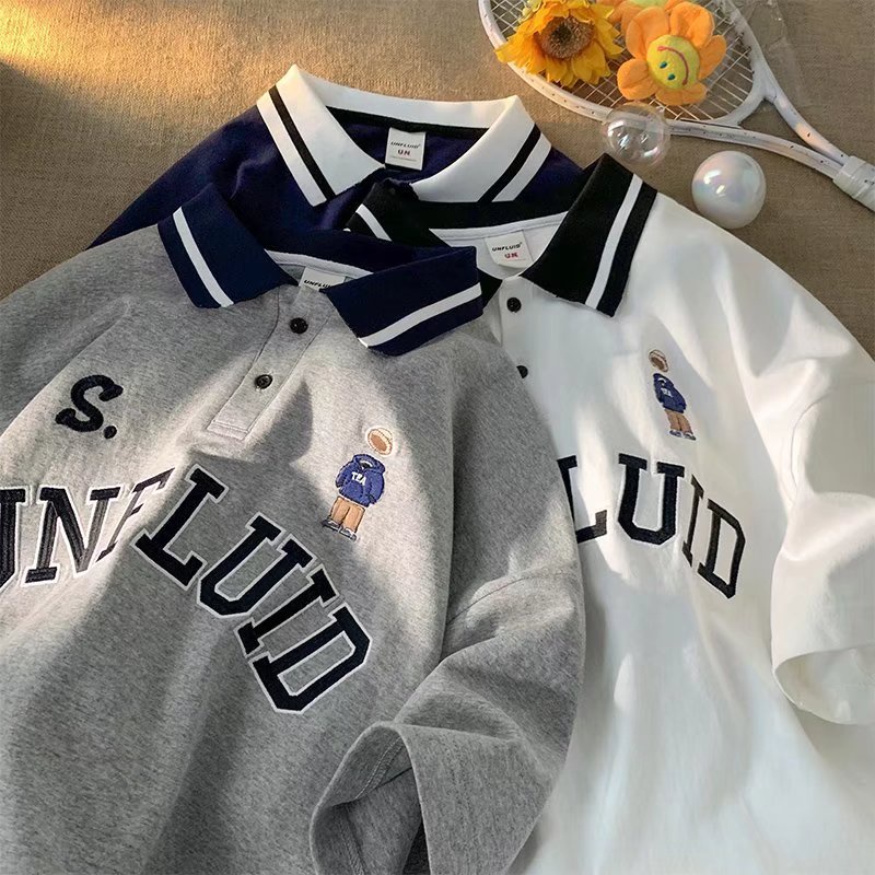 Áo polo Bóng Chày Ngắn Tay Phong Cách retro Mỹ Cho Nam