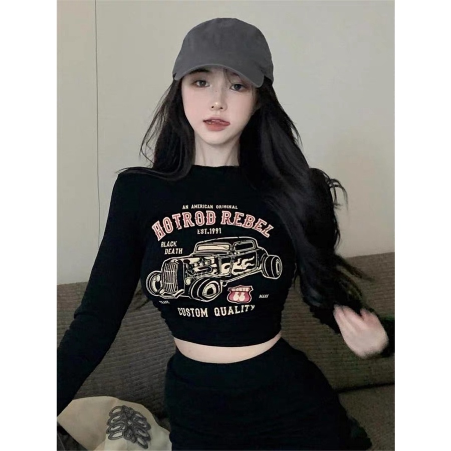 Áo thun tay dài  REBEL bo chun eo 2 màu xám,  đen alohashop91