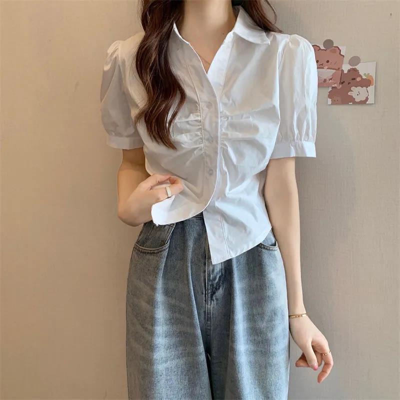 COZOK Áo Sơ Mi Tay Ngắn Màu Trơn Cổ Bẻ Hợp Thời Trang
