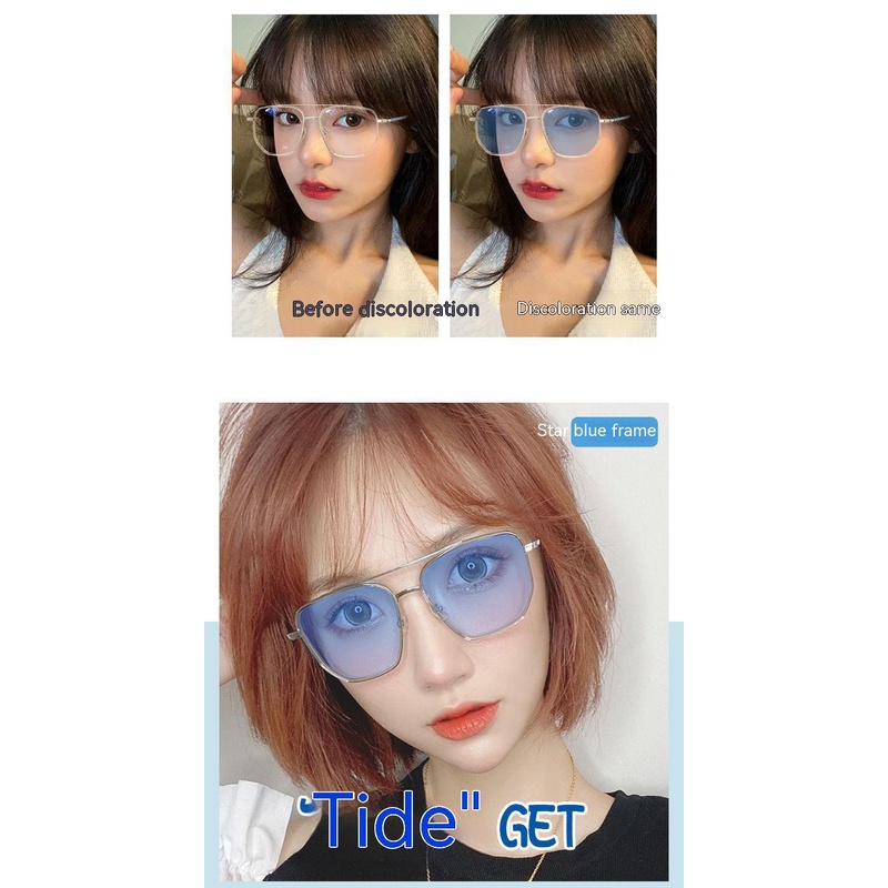 Kính Mát Gọng Lớn Hai Chùm Siêu Nhẹ Thay Đổi Màu Sắc Theo Phong Cách retro Cho Nam