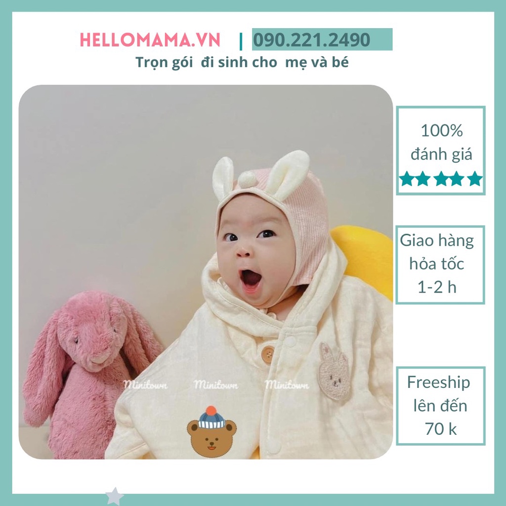 Áo choàng xô 2 lớp Hàn Quốc (chất xô mềm , thấm hút mồ hôi ,  thích hợp dùng che cho bé ra ngoài che nắng, giữ ấm)