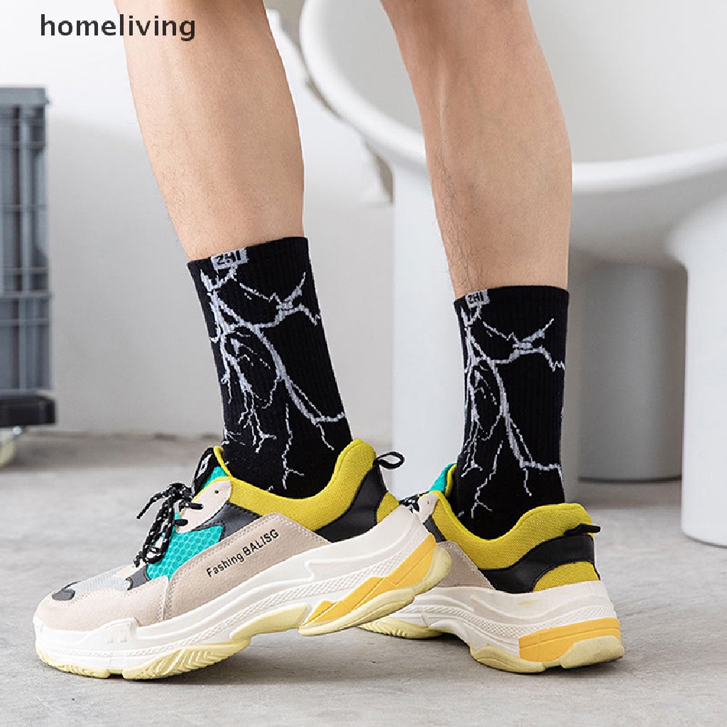 Vớ Dài In Họa Tiết Sấm Sét Vui Nhộn Phong Cách Hip Hop Hàn Quốc