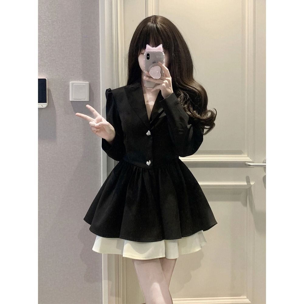 Đâm babydoll Đầm Công Chúa Màu Đen Dáng Dài Xinh Xắn Thời Trang Theo Phong Cách Pháp Cho Nữ