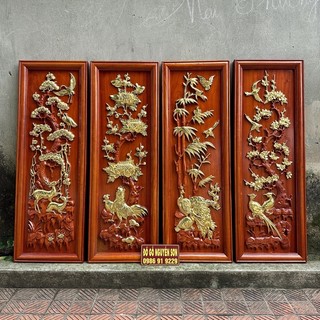 Tranh gỗ tứ quý 37 x 107 x 4cm