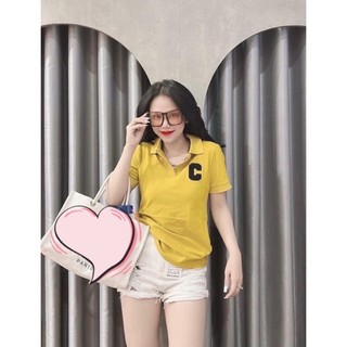 Áo thun ôm body nữ pô lô thêu , áo cổ trụ , áo cổ bẻ 3 màu,