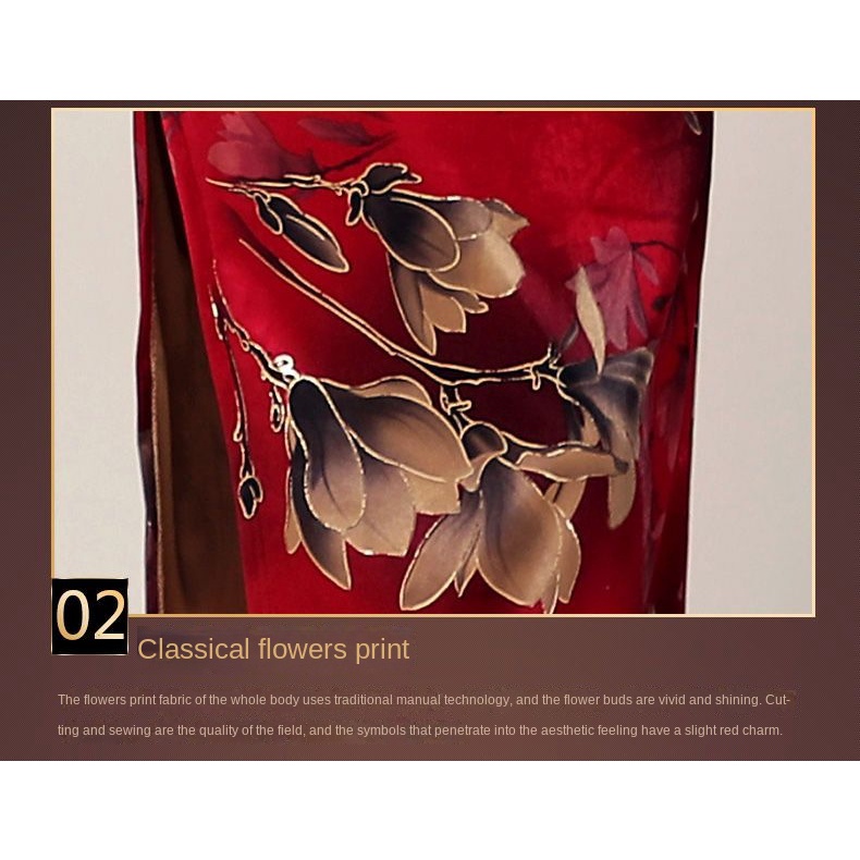 Sườn Xám Nhung Dáng Dài Thêu Họa Tiết Thời Trang Mới Cho Nữ