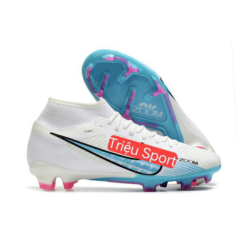 giày đá bóng mercurial superfly 9 FG ( trắng Xanh)