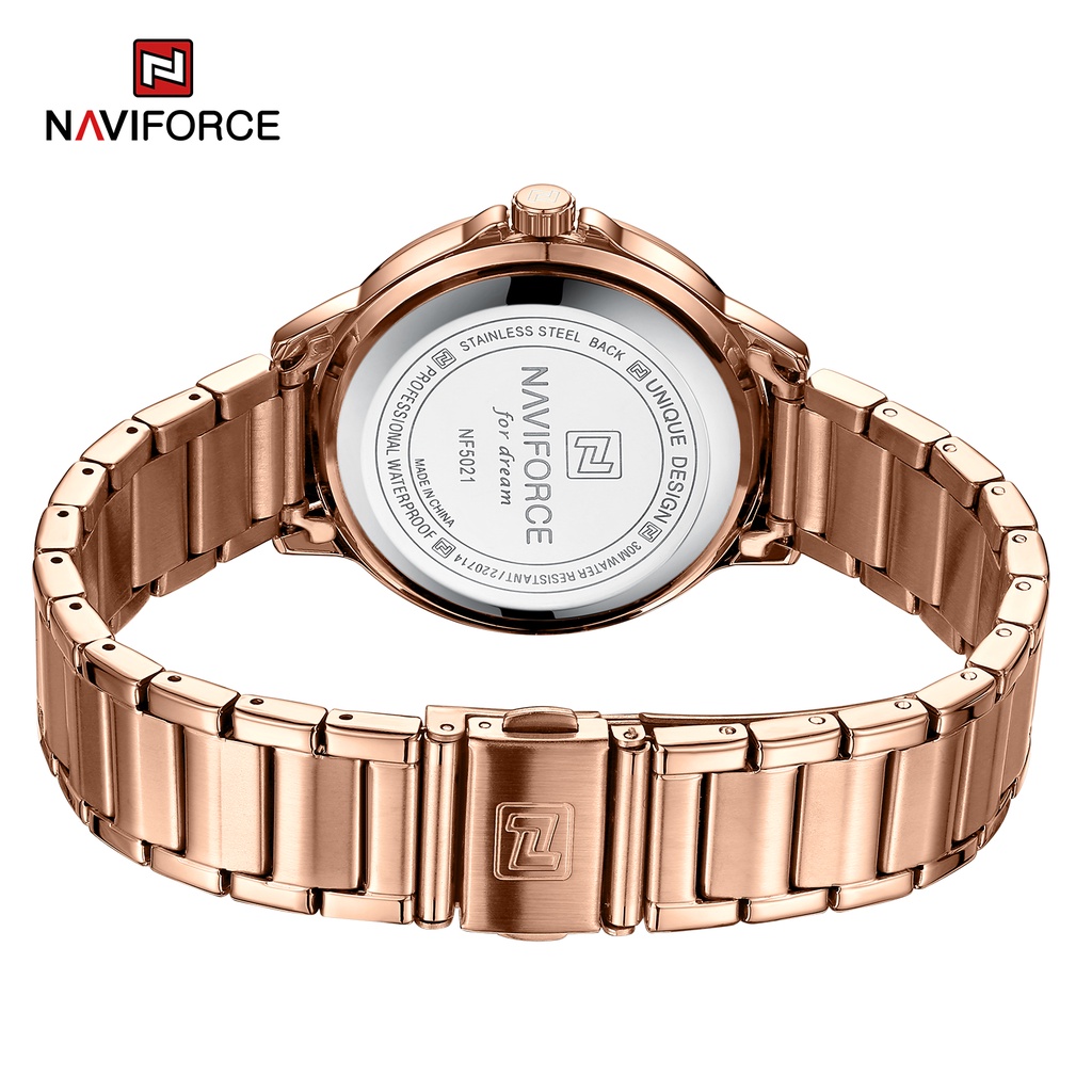 Naviforce Đồng Hồ Đeo Tay Bằng Thép Không Gỉ Chống Thấm Nước Thời Trang Thanh Lịch Cho Nữ