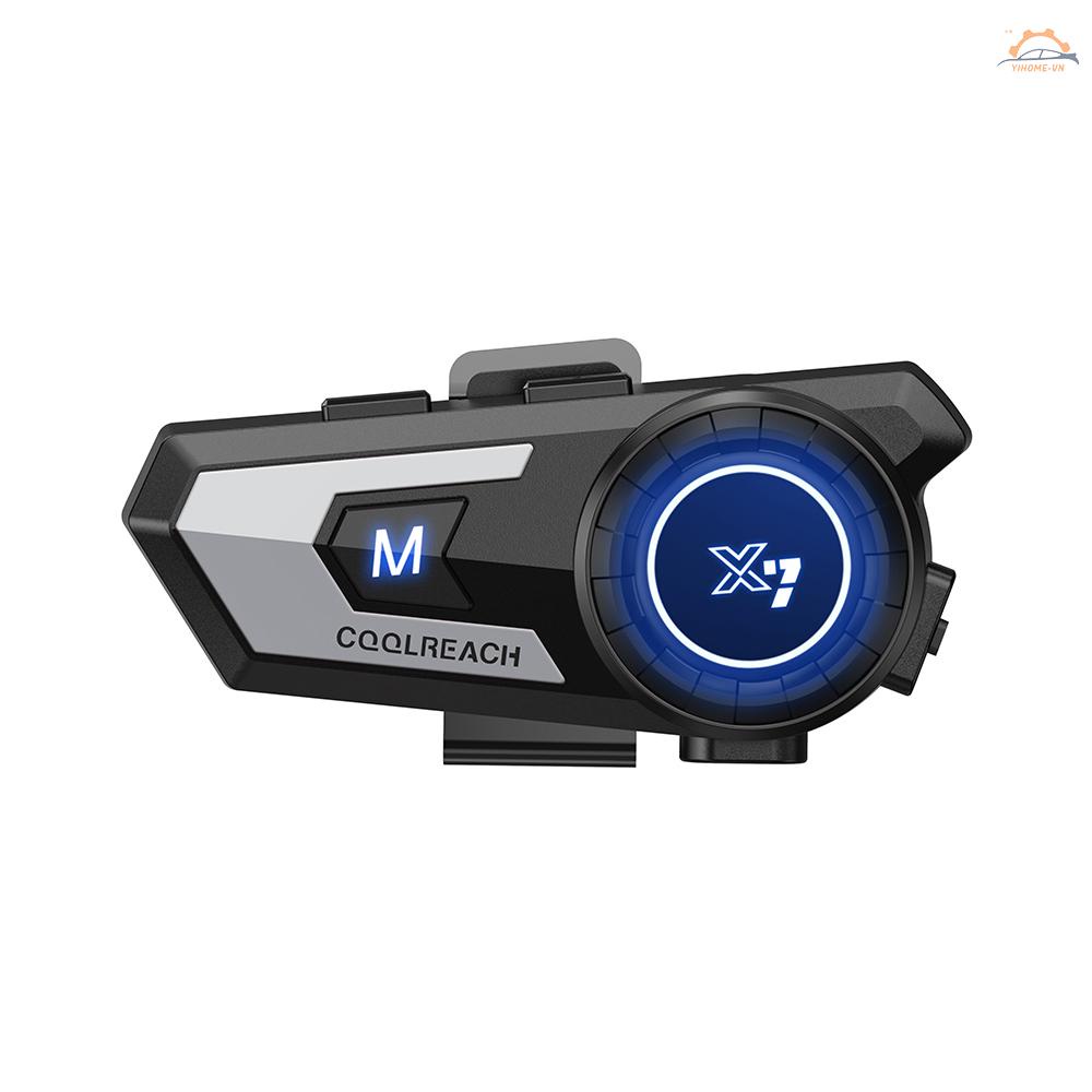 Coolreach Tai Nghe Bluetooth 5.0 Gắn Mũ Bảo Hiểm Xe Máy Chống Thấm Nước Giảm Tiếng Ồn Có Đèn LED Thoáng Khí
