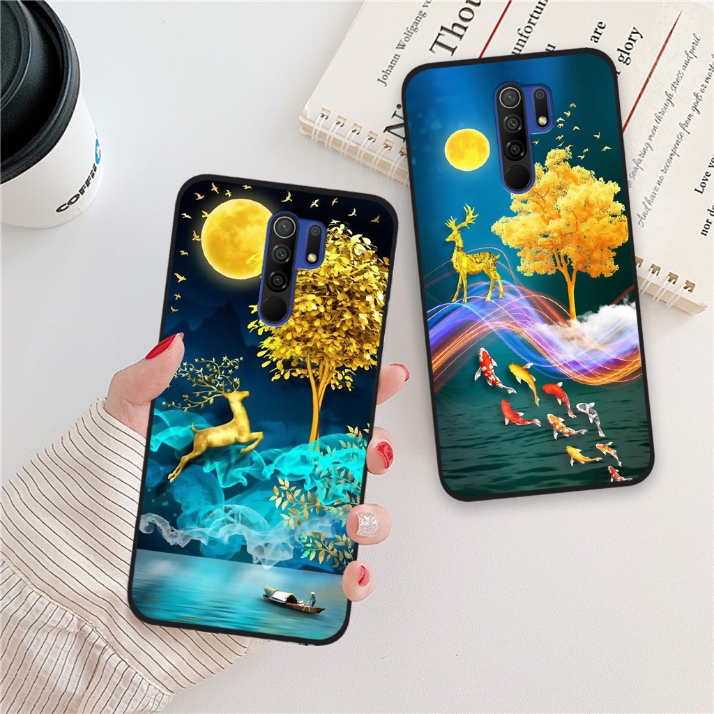Ốp lưng Xiaomi Redmi Note 8 Pro / Redmi 9, ốp điện thoại xiaomi hình hoa, hươu nai sang trọng