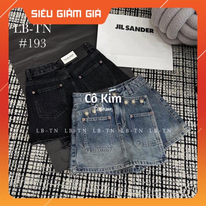 Chân váy jean nữ vạt chéo đính cúc QCL1 - Cô Kim 0902