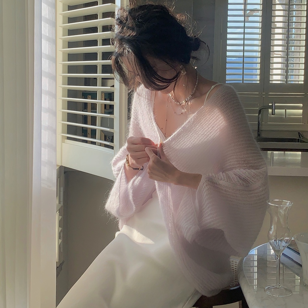 Áo khoác cardigan SUXI dệt kim tay dài phong cách Hàn Quốc thời trang